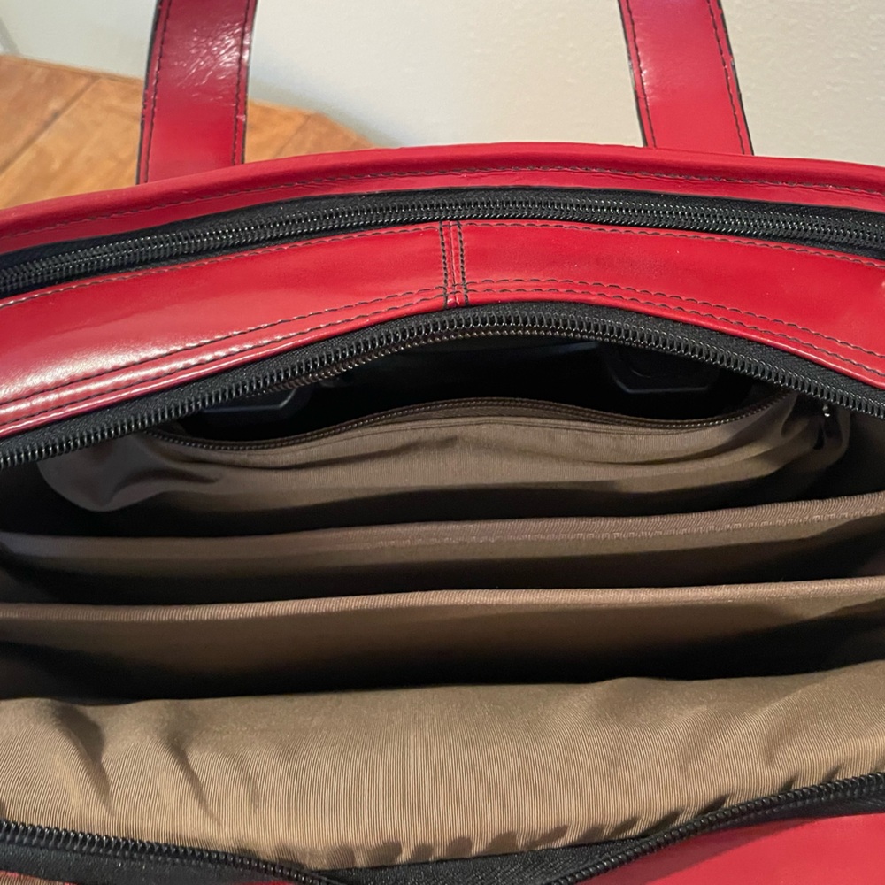 Jack Georges Milano Red Leather Rolling Laptop Briefcase/Vertical Wheeler - Picture 12 of 16